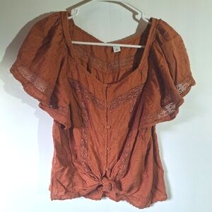 Old Navy Burnt Orange Blouse- Women's Size Small